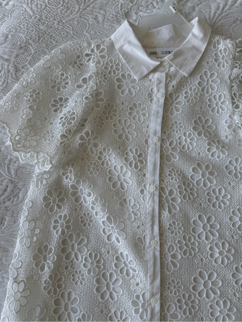 ZARA White Eyelet Collar Dress for Girls 11-12 y.o.